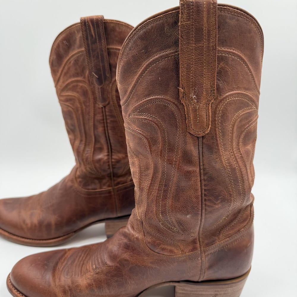 Tecovas Western Boots Mens Size 9D Brown Leather Cowboy Round Toe Pull On 1000 - Picture 3 of 16